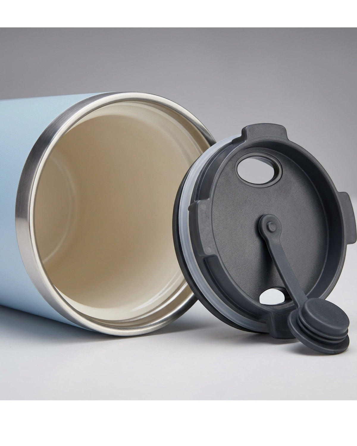Xbvtl Ceramic-Lined Vacuum Tumbler with Quarter-Turn Lid 15 oz Cloud Blue - Detail view