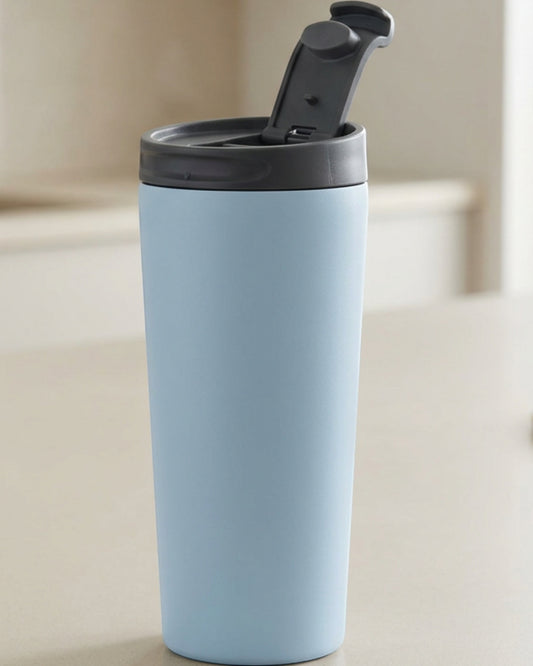 Xbvtl Ceramic-Lined Vacuum Tumbler with Quarter-Turn Lid 15 oz Cloud Blue - Lifestyle view
