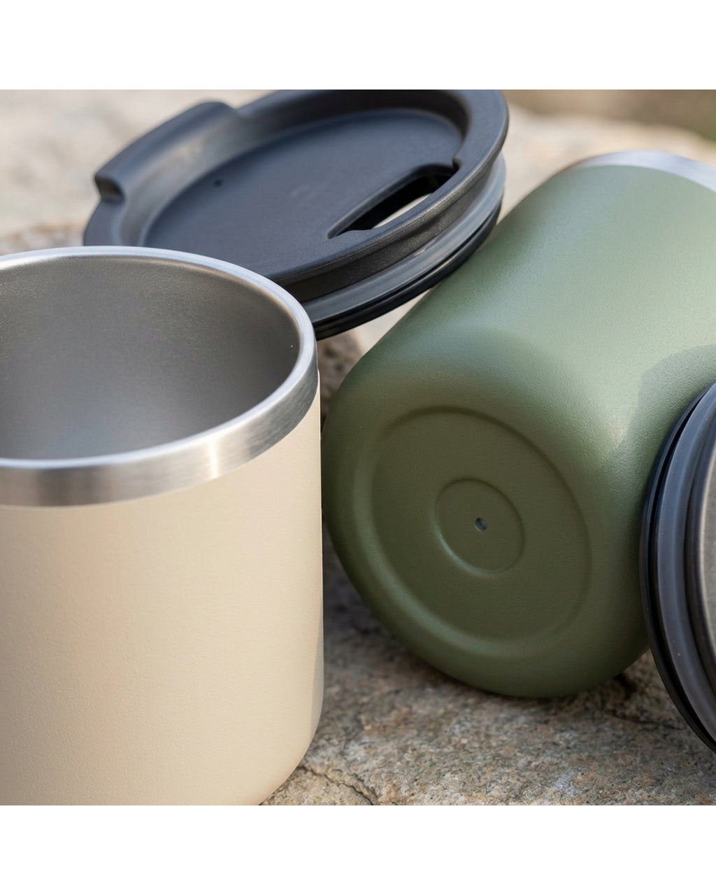 Xbvtl Stackable Vacuum Low Cup Set 10 oz x 2 Moss Oatmeal - Detail view