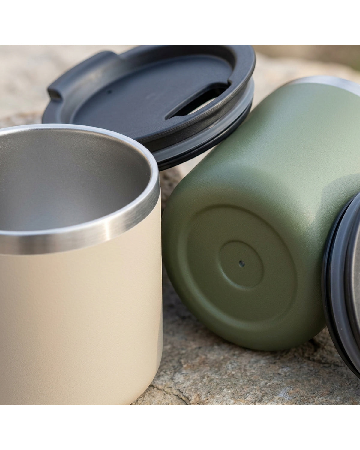Xbvtl Stackable Vacuum Low Cup Set 10 oz x 2 Moss Oatmeal - Detail view