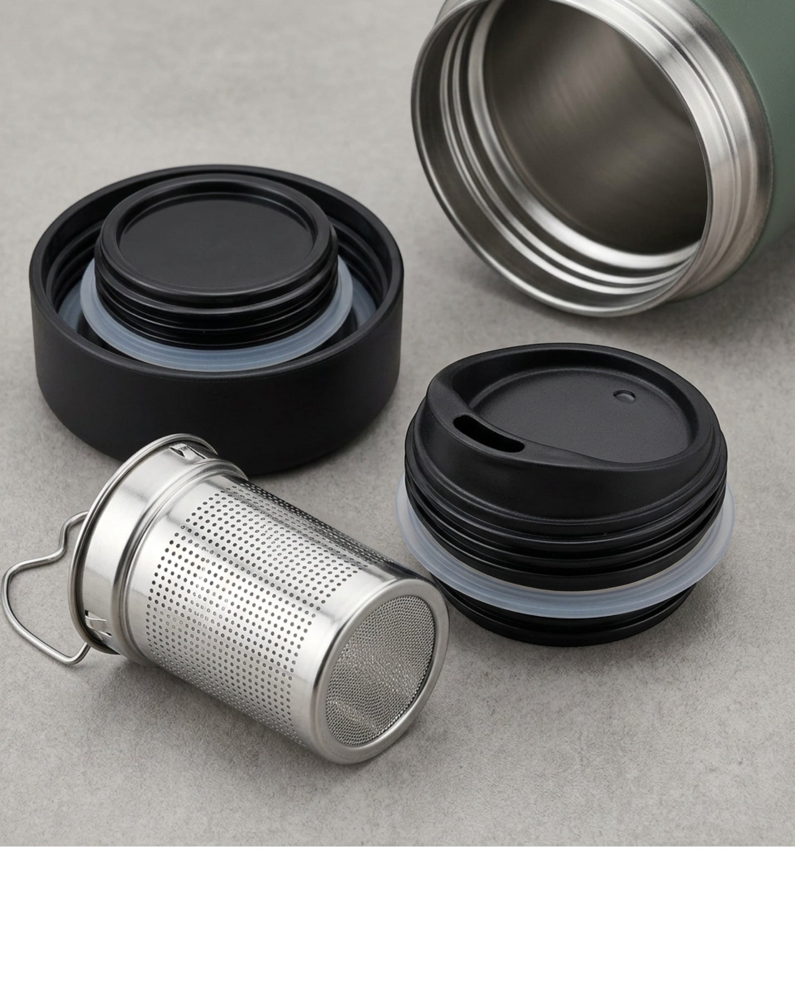 Xbvtl Vacuum Tea Tumbler with Removable Infuser 16 oz Smoke Green - Detail view