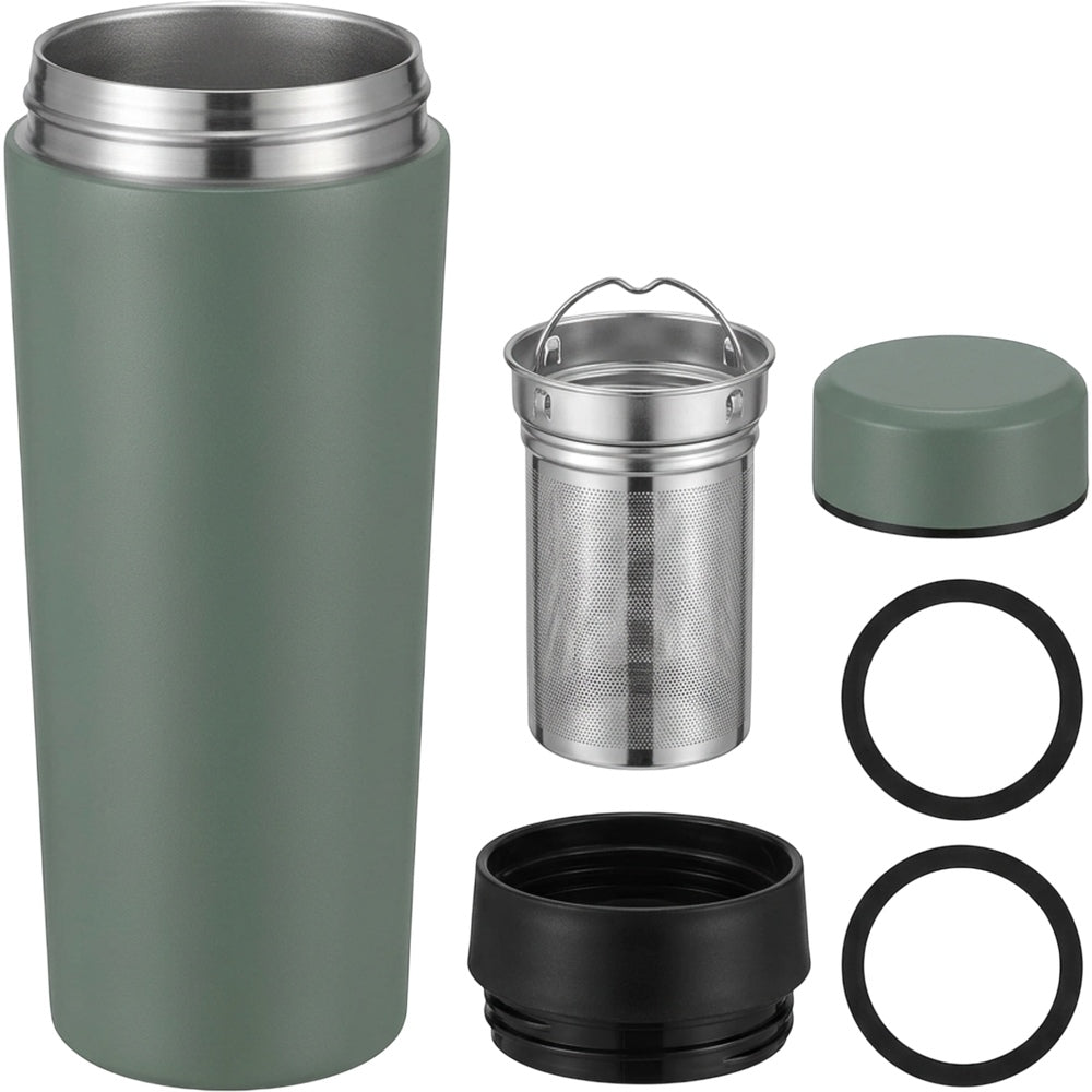 Xbvtl Vacuum Tea Tumbler with Removable Infuser 16 oz Smoke Green - Product view