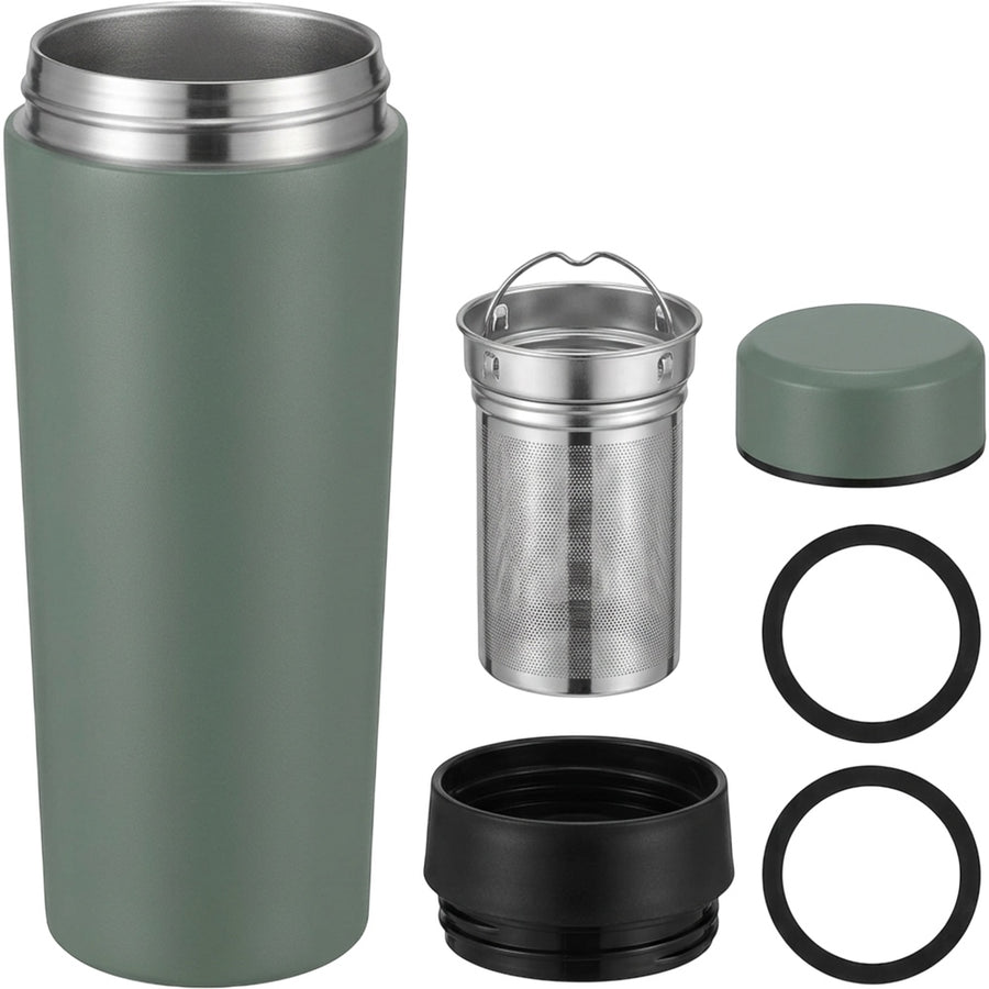 Xbvtl Vacuum Tea Tumbler with Removable Infuser 16 oz Smoke Green